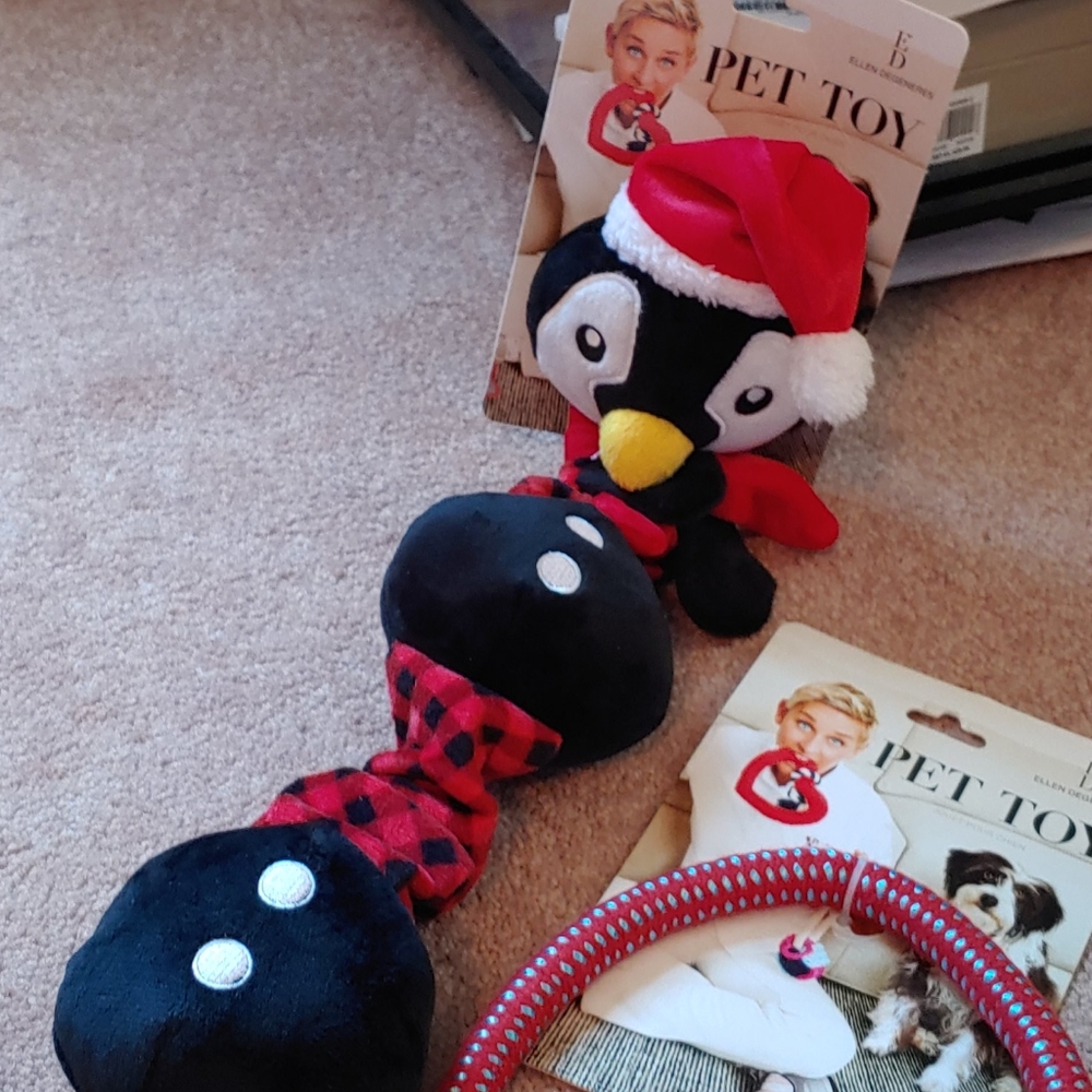Ellen Degeneres Dog Toys  SALE  2 TOYS  IN THIS ONE.